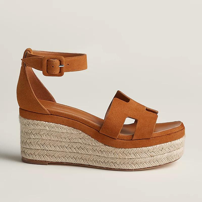 Dép Hermes Elda Espadrille Nữ Nâu